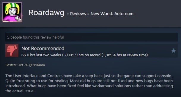 Image for article titled New World: Aeternum, as told by Steam Reviews